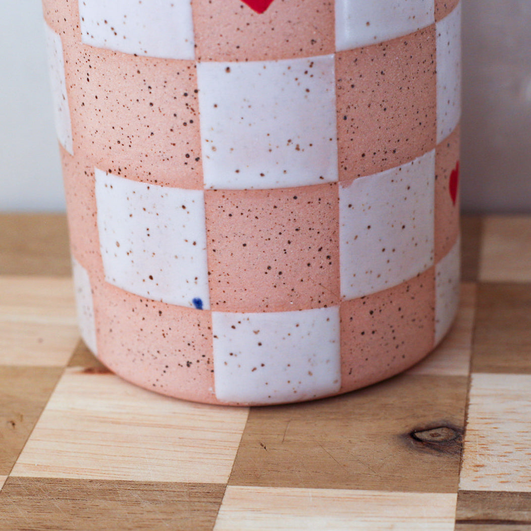 hearts checkered cup