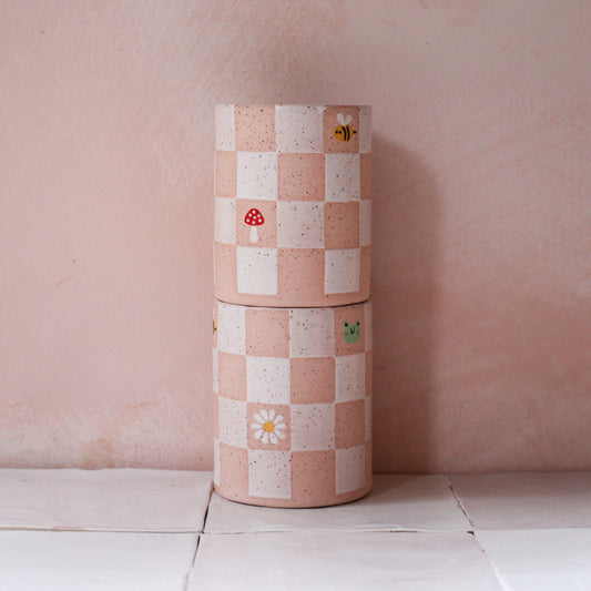checkered spring tumbler