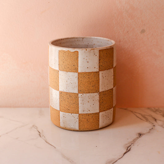 checkered cup
